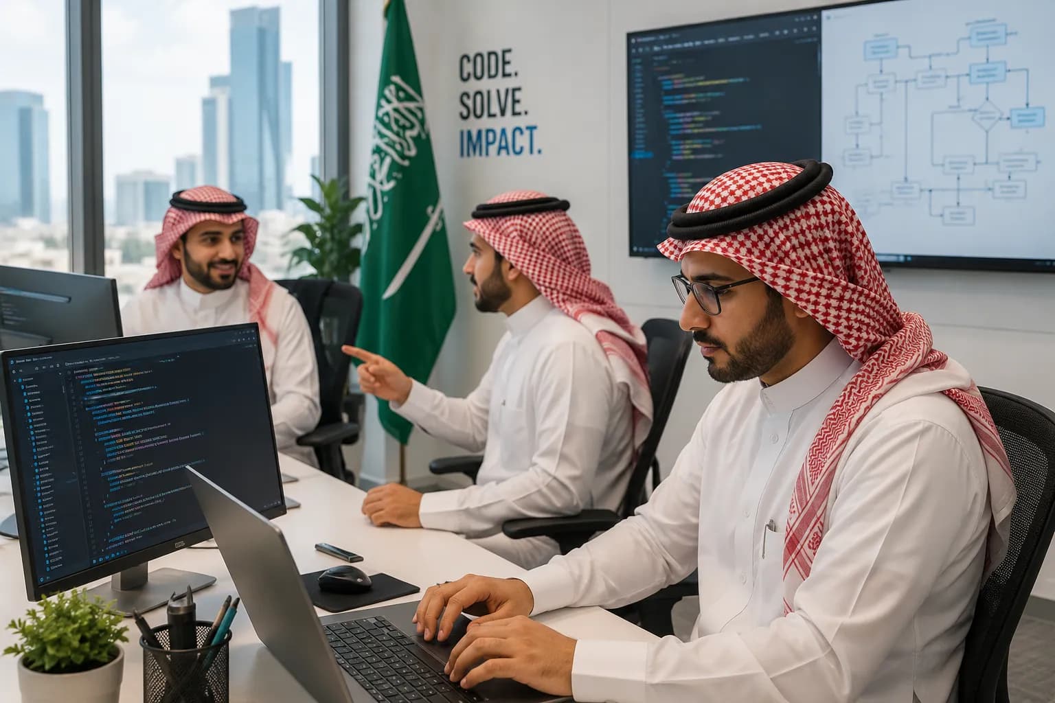 NEX Arabia Technologies team at work in the office